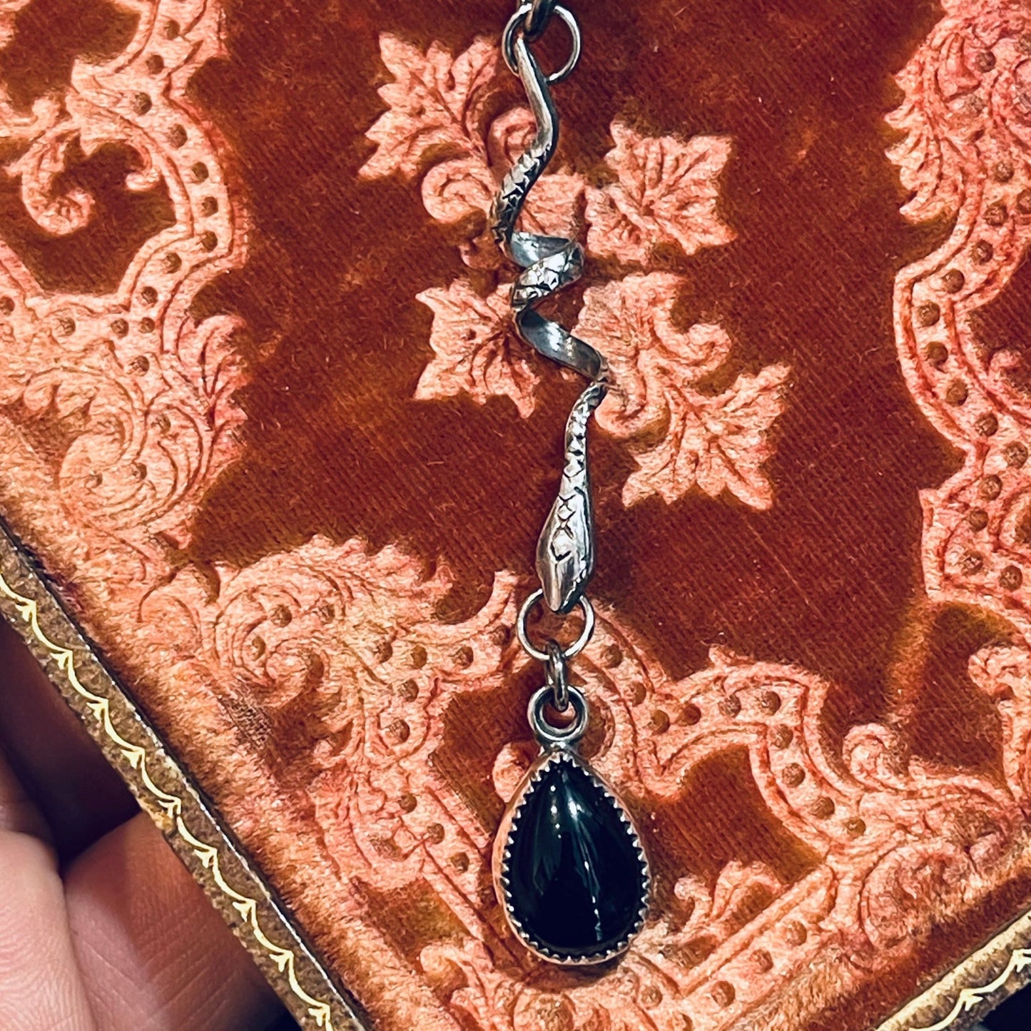 Handmade Snake Onyx Drop Necklace - Loved To Death