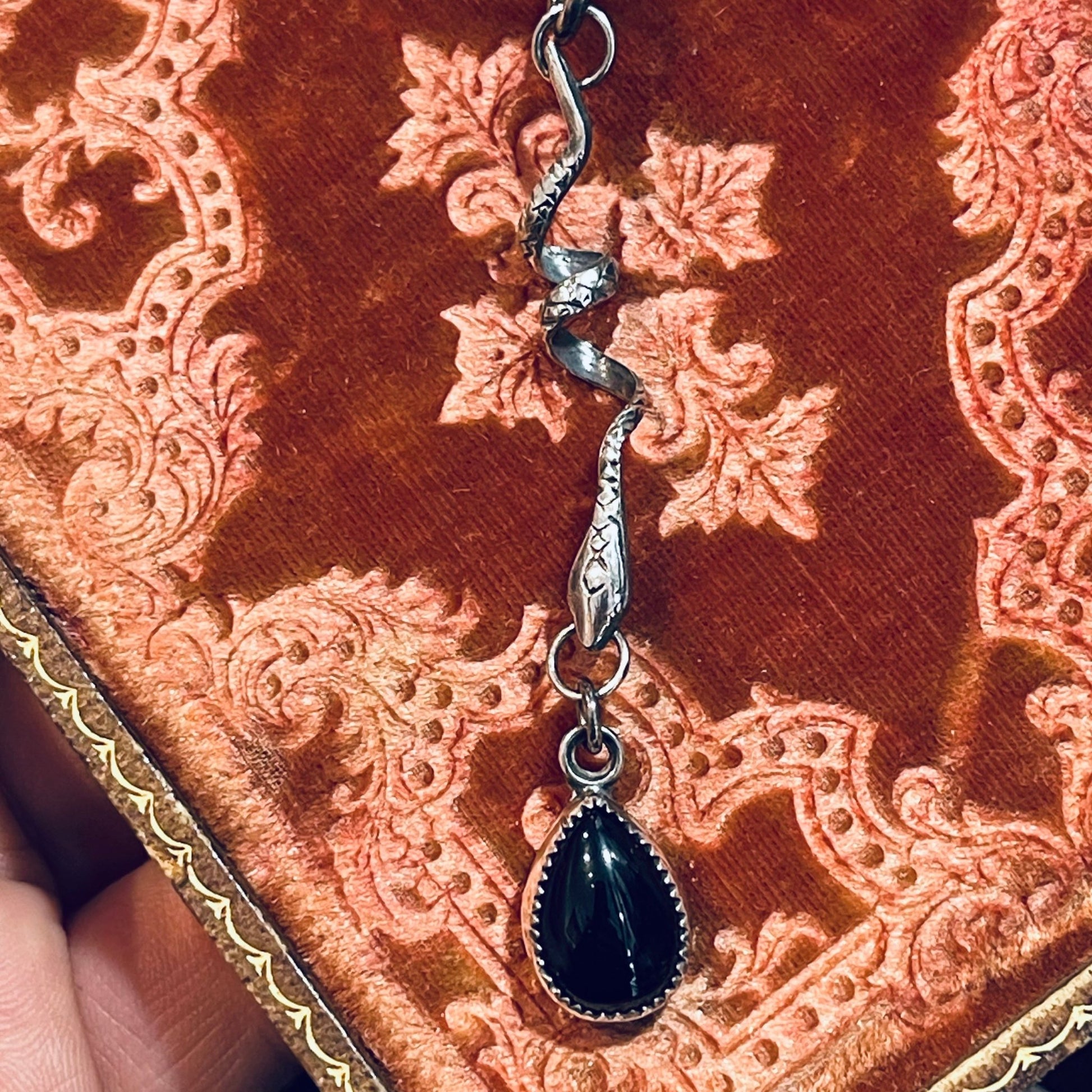Handmade Snake Onyx Drop Necklace - Loved To Death