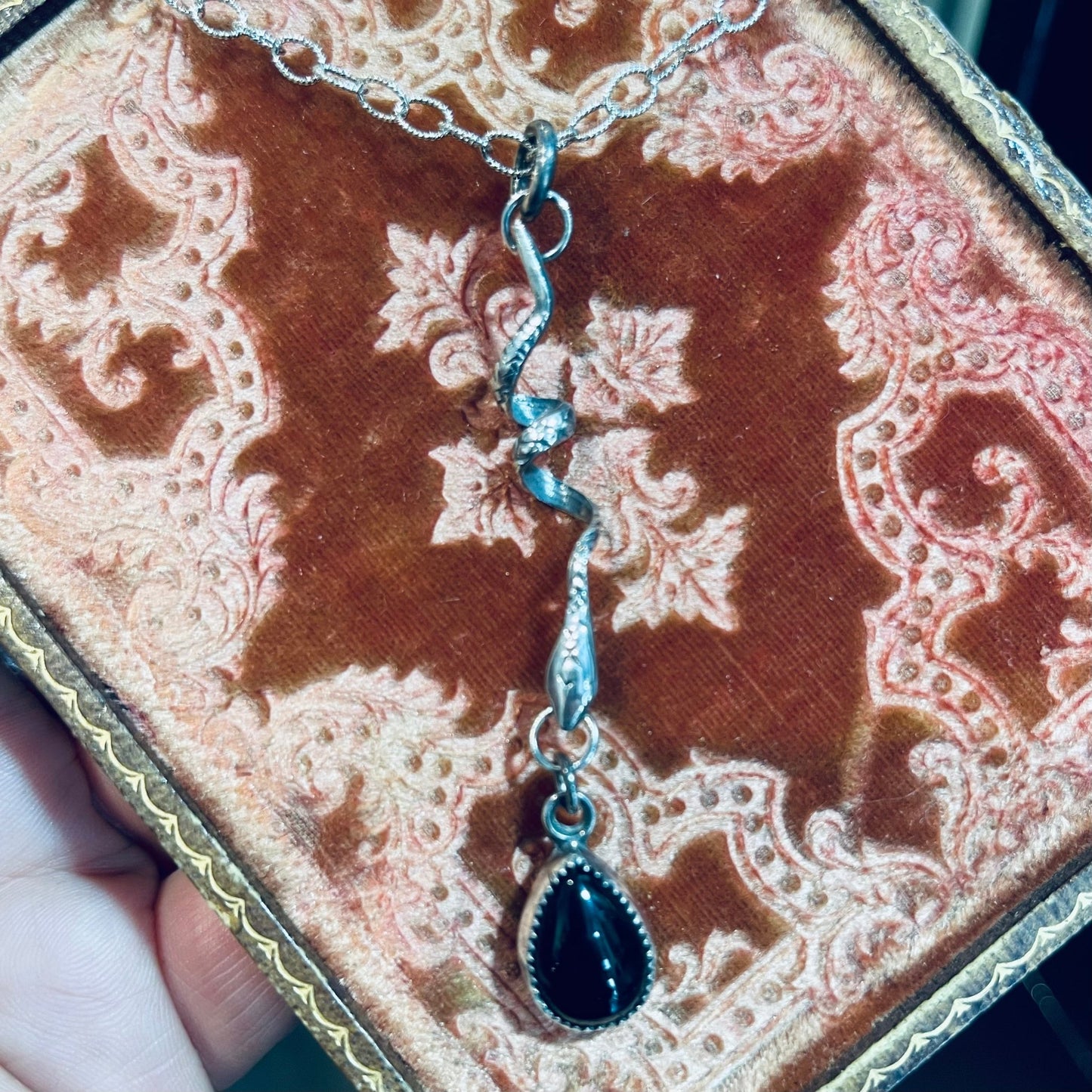 Handmade Snake Onyx Drop Necklace - Loved To Death