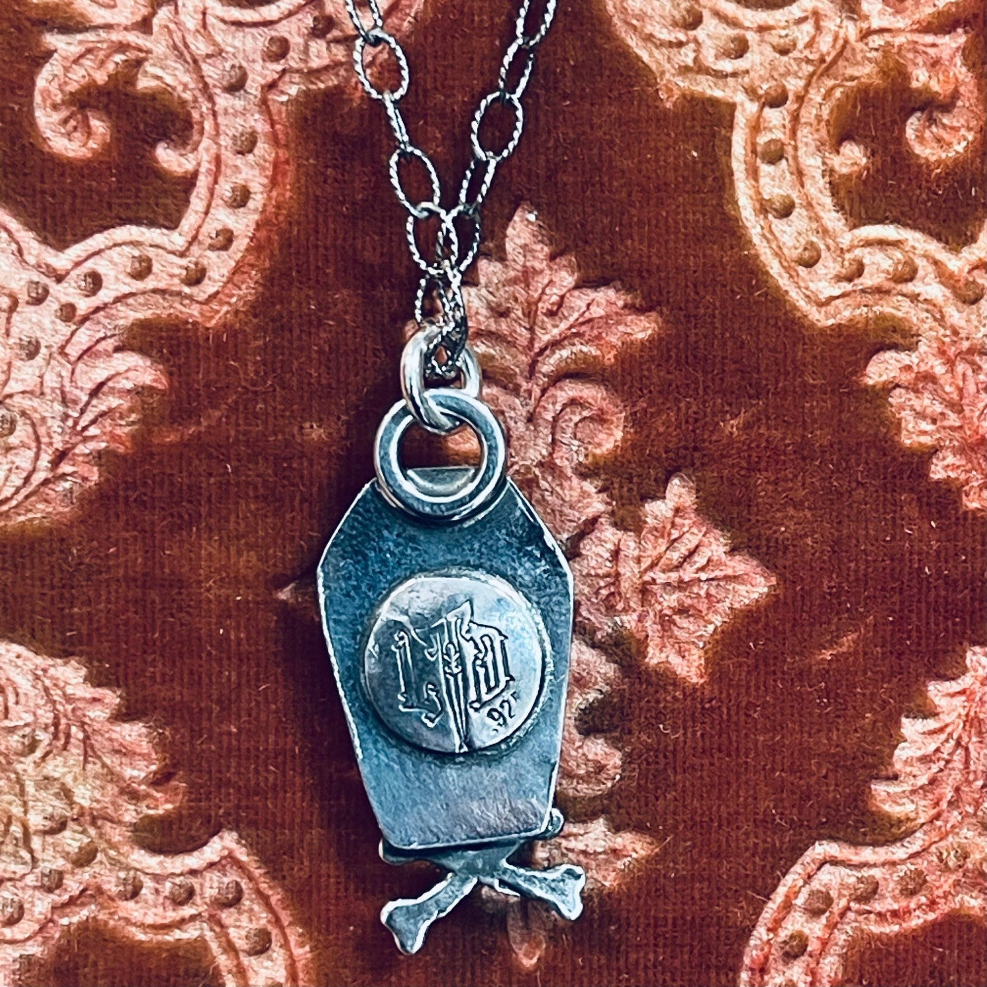 Handmade Sterling Onyx Coffin Necklace - Loved To Death