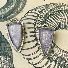 Load image into Gallery viewer, Sterling Snake Skin Amethyst Earrings
