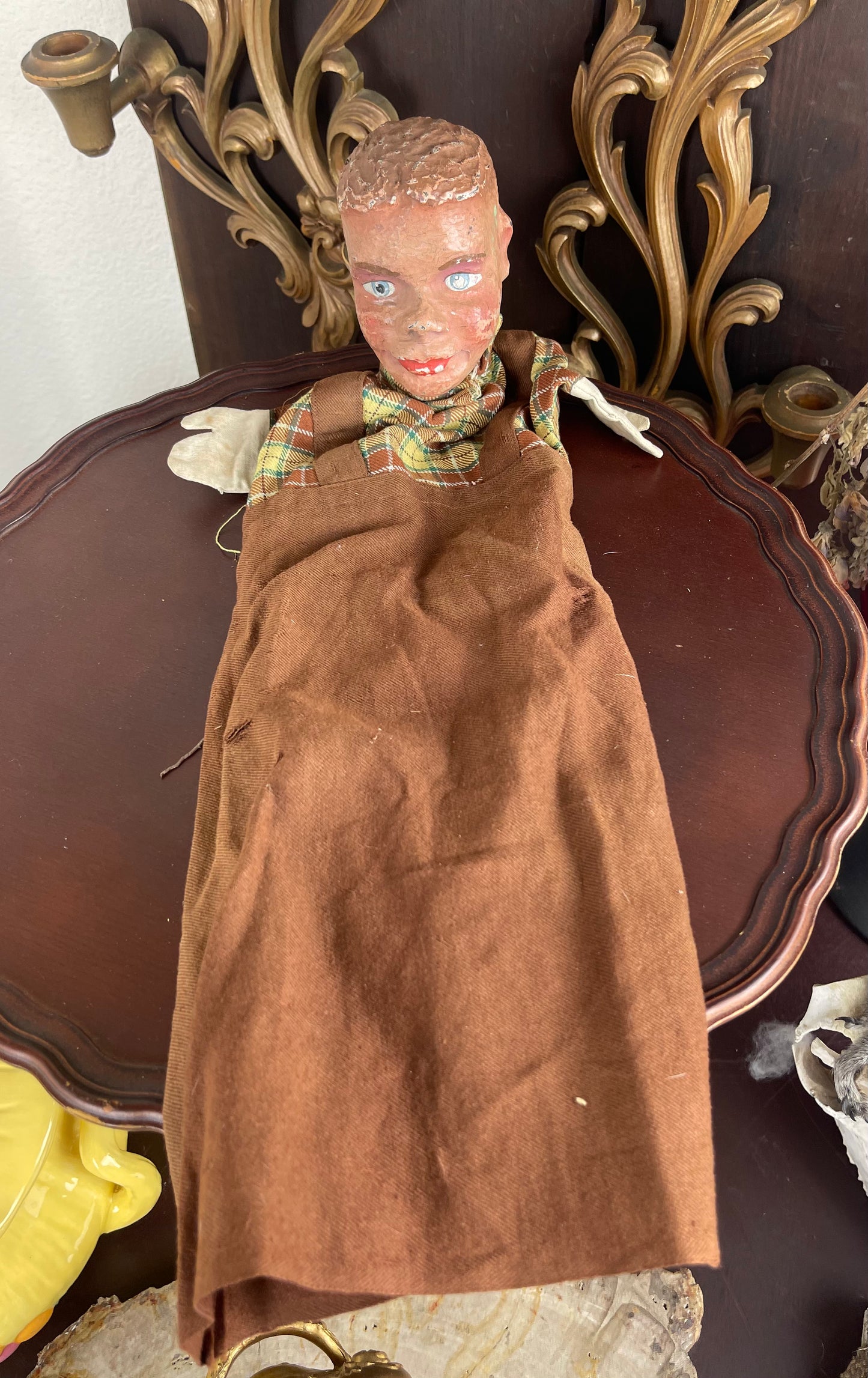 Antique French Hand Puppet Little Boy