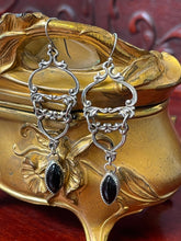 Load image into Gallery viewer, Gothic Victorian Floral Drop Onyx Earrings
