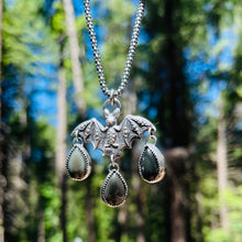 Load image into Gallery viewer, Gothic Victorian Bat Sterling Art Nouveau Necklace With Stone Options
