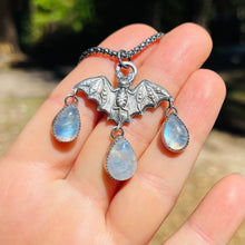 Load image into Gallery viewer, Gothic Victorian Bat Sterling Art Nouveau Necklace With Stone Options
