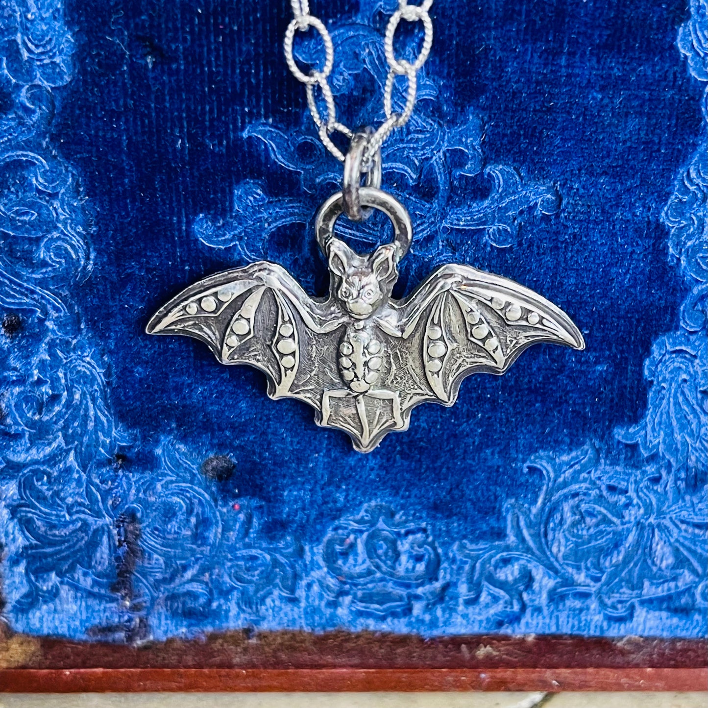 Gothic Victorian Bat Handmade Art Nouveau Pendant Sterling Necklace