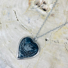 Load image into Gallery viewer, { Raven Heart } Sterling &amp; Carved Horn Heart Necklace
