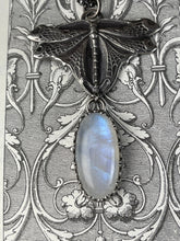 Load image into Gallery viewer, Dragonfly Moonstone Handmade Necklace Art Nouveau Sterling
