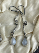 Load image into Gallery viewer, Sterling Coiled Snakes Stone Drop Earrings
