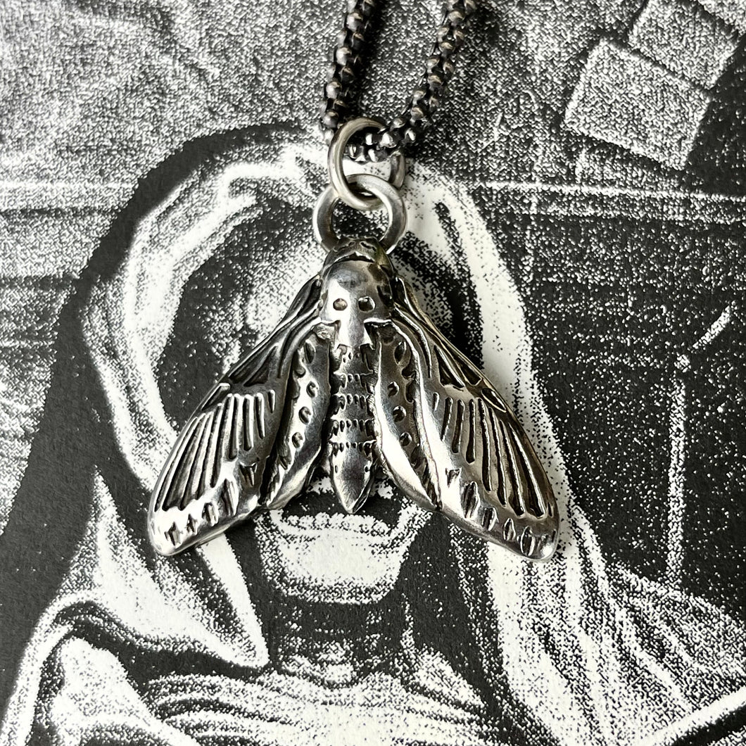 Death Head Hawk Moth Sterling Necklace
