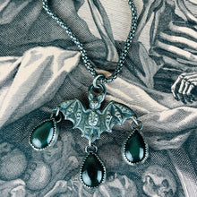 Load image into Gallery viewer, Gothic Victorian Bat Sterling Art Nouveau Necklace With Stone Options
