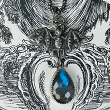 Load image into Gallery viewer, Gothic Victorian Vampire Bat Necklace w/ Labradorite Art Nouveau Sterling

