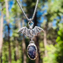 Load image into Gallery viewer, Gothic Victorian Bat Sterling Art Nouveau Necklace With Stone Options
