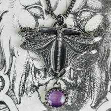 Load image into Gallery viewer, Dragonfly Ruby Handmade Necklace Art Nouveau Sterling
