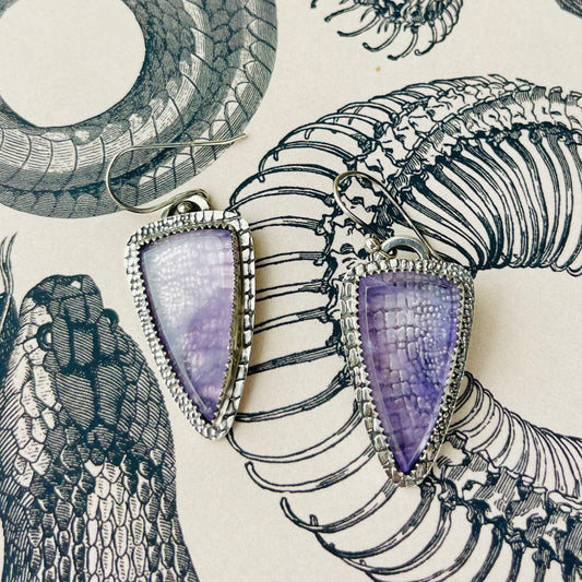 Sterling Snake Skin Amethyst Earrings