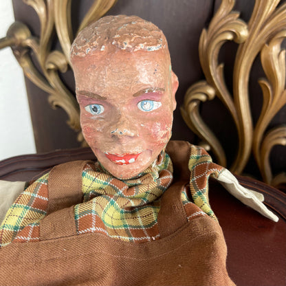 Antique French Hand Puppet Little Boy