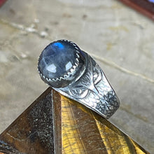 Load image into Gallery viewer, Horned Owl Sterling Ring w/ Stone of choice
