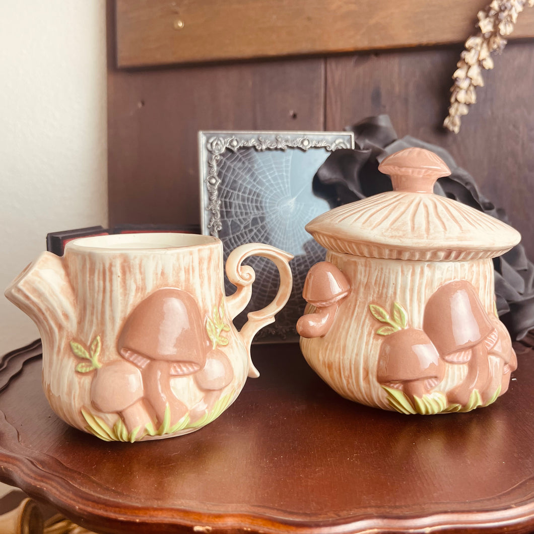Antique 1970’s Mushroom Creamer & Sugar Set
