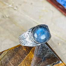 Load image into Gallery viewer, Horned Owl Sterling Ring w/ Stone of choice
