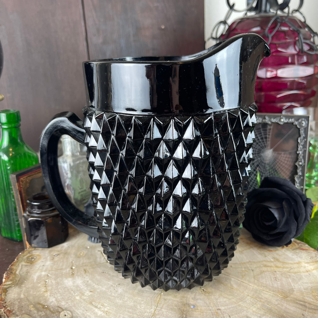 Antique Black Point Amethyst Glass Large Pitcher