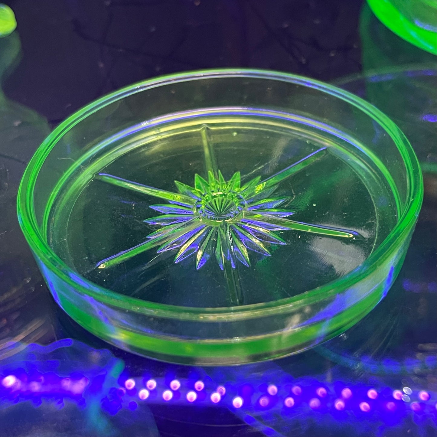 Uranium Glass Round Trinket Dish