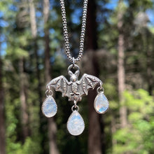 Load image into Gallery viewer, Gothic Victorian Bat Sterling Art Nouveau Necklace With Stone Options
