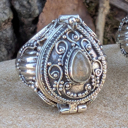 Large Poison Ring in Sterling Silver with Teardrop Gemstone - Loved To Death