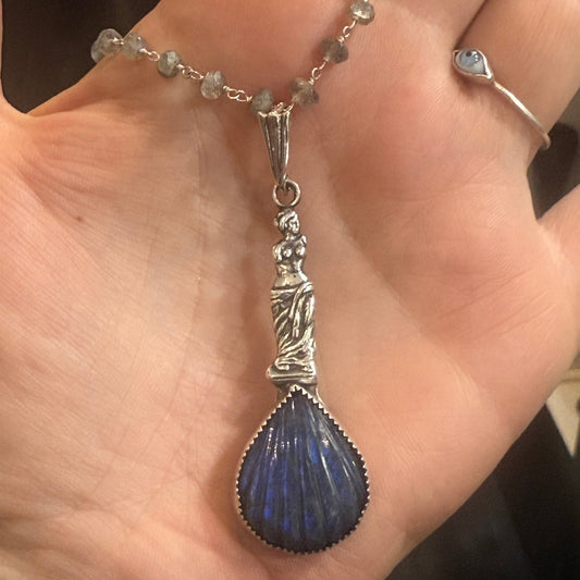 LTD Sterling Venus on Labradorite Shell Necklace - Loved To Death