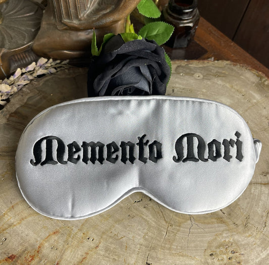 Memento Mori Gray Silk Sleep Mask - Loved To Death