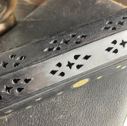 Moon, Sun & Stars Black Wood Incense Burner Box - Loved To Death