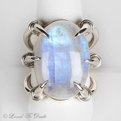 Moonstone Claw Sterling Ring - Loved To Death