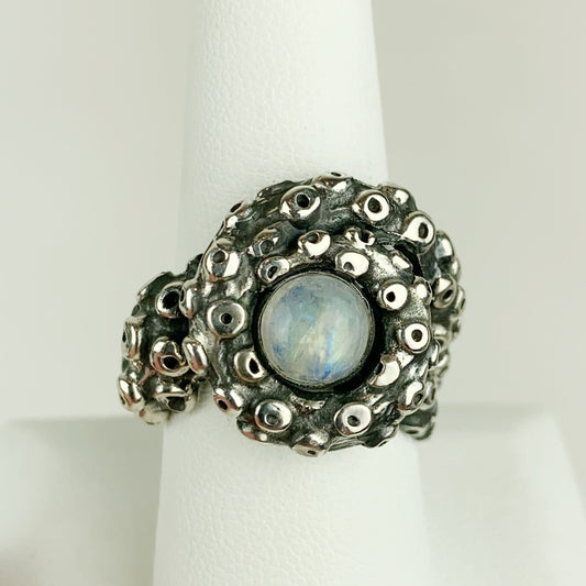 Octopus Tentacle Ring Moonstone Sterling - Loved To Death