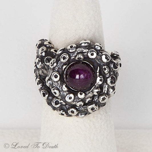Octopus Tentacle Ring Star Ruby Sterling - Loved To Death
