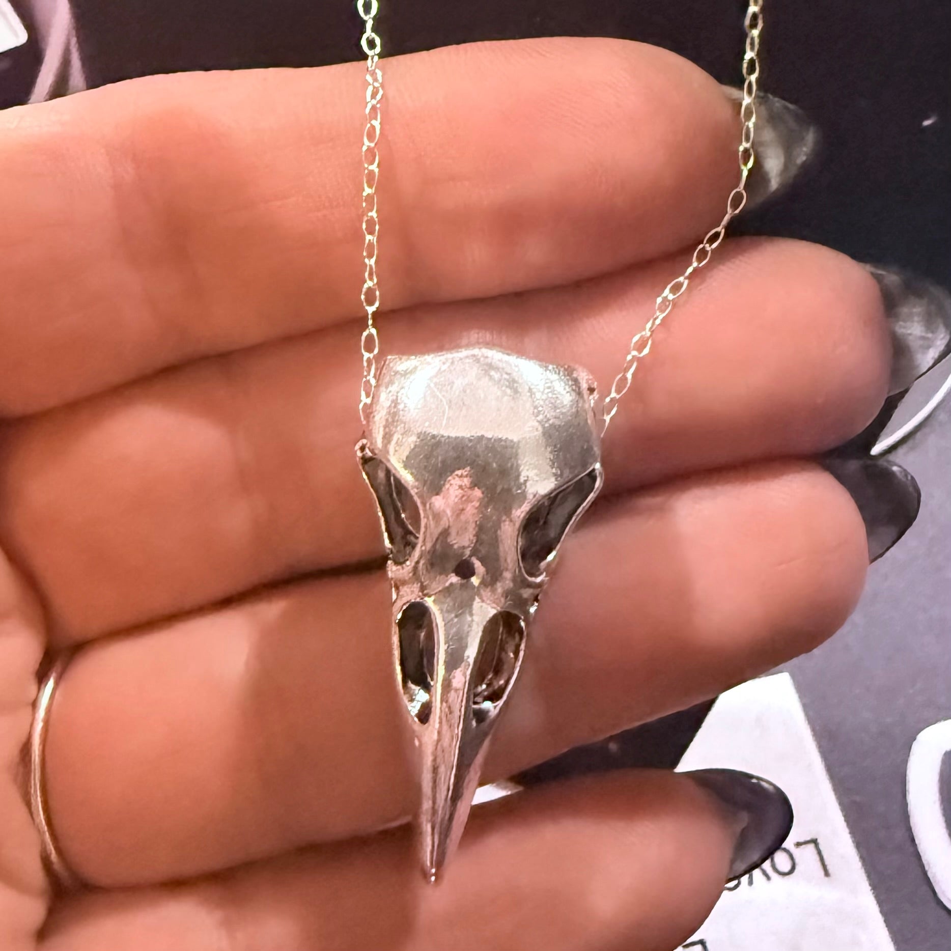 Pewter Raven Skull Sterling Chain Necklace - Loved To Death