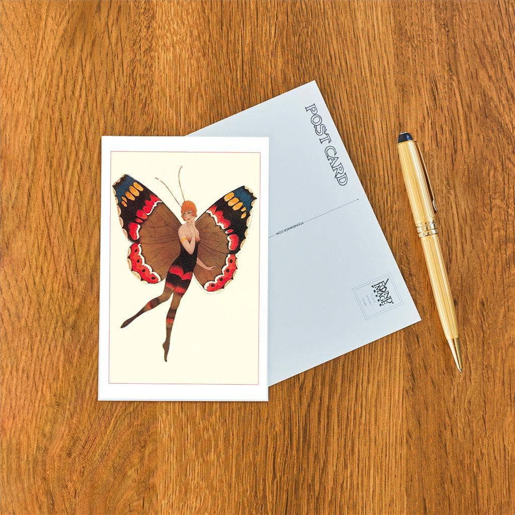 Postcard Coquette Woman as Butterfly - Loved To Death