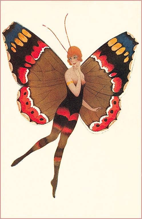 Postcard Coquette Woman as Butterfly - Loved To Death