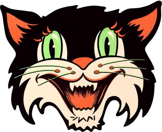 Postcard Crazed Black Cat Face HW - 234 - Loved To Death