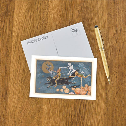 Postcard Ghoul Riding Black Cat HW - 263 - Loved To Death