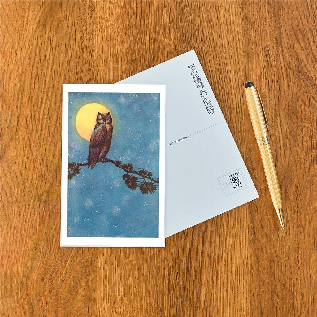 Postcard Owl with Full Moon BD - 95 - Loved To Death