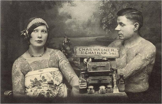 Postcard Tattooed Woman and Tattooed Man PH - 206 - Loved To Death