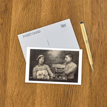 Postcard Tattooed Woman and Tattooed Man PH - 206 - Loved To Death