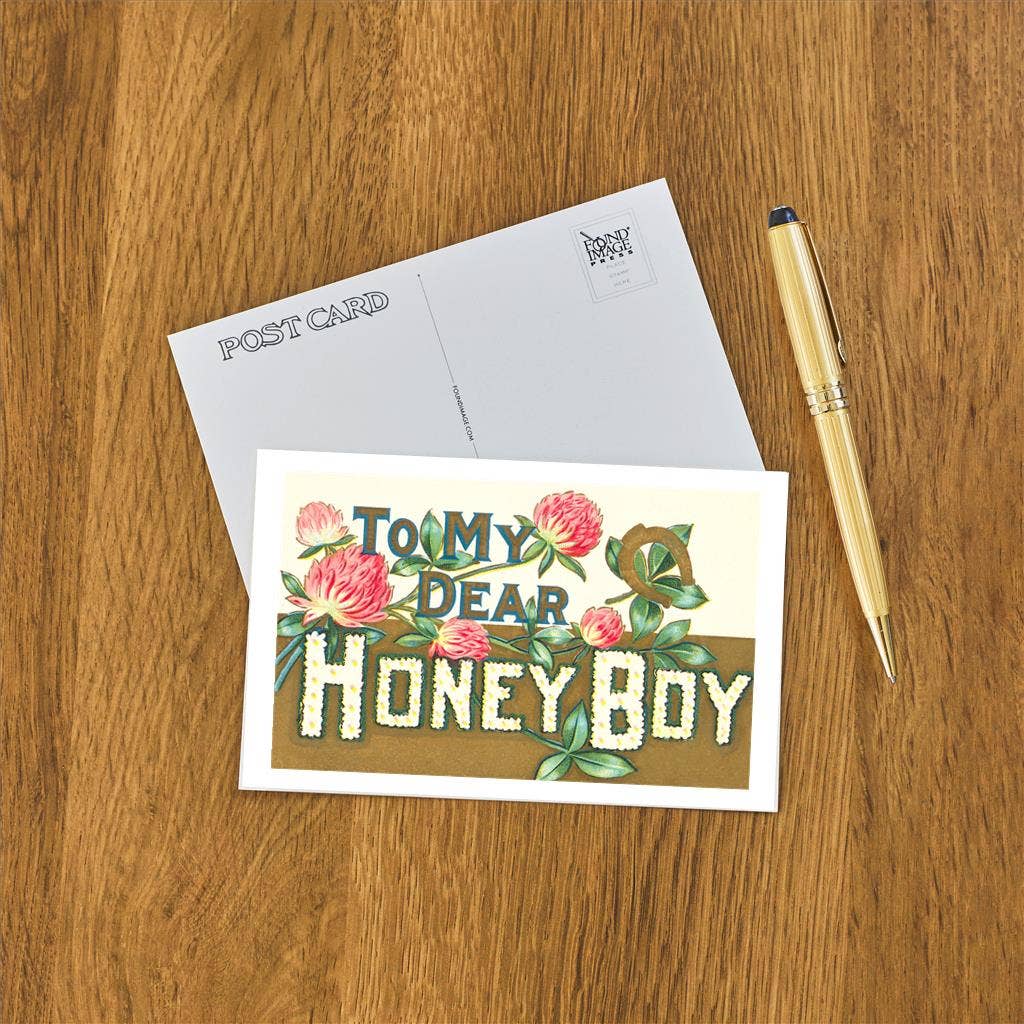 Postcard To My Dear Honey Boy, Floral Lettering LL - 33 - Loved To Death