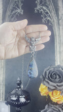 Load and play video in Gallery viewer, Gothic Victorian Gargoyle Labradorite Statement Necklace Sterling Art Nouveau
