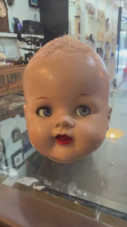 Antique Doll Head with Wandering Sleep Eyes & Teeth
