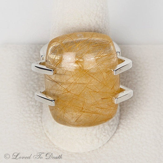 Rutilated Quartz Sterling Ring - Loved To Death