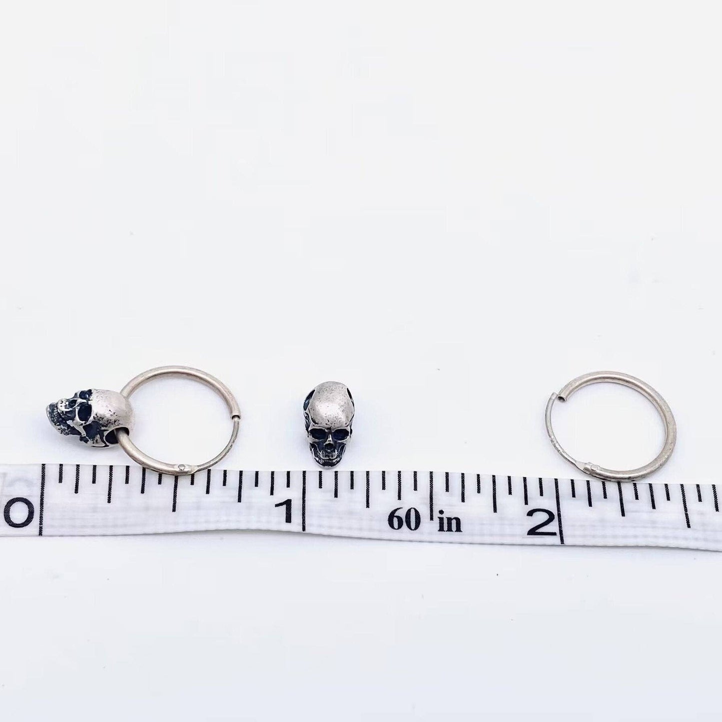 S925 Sterling Silver Vintage Gothic Skull Huggie Earrings - GT - Loved To Death