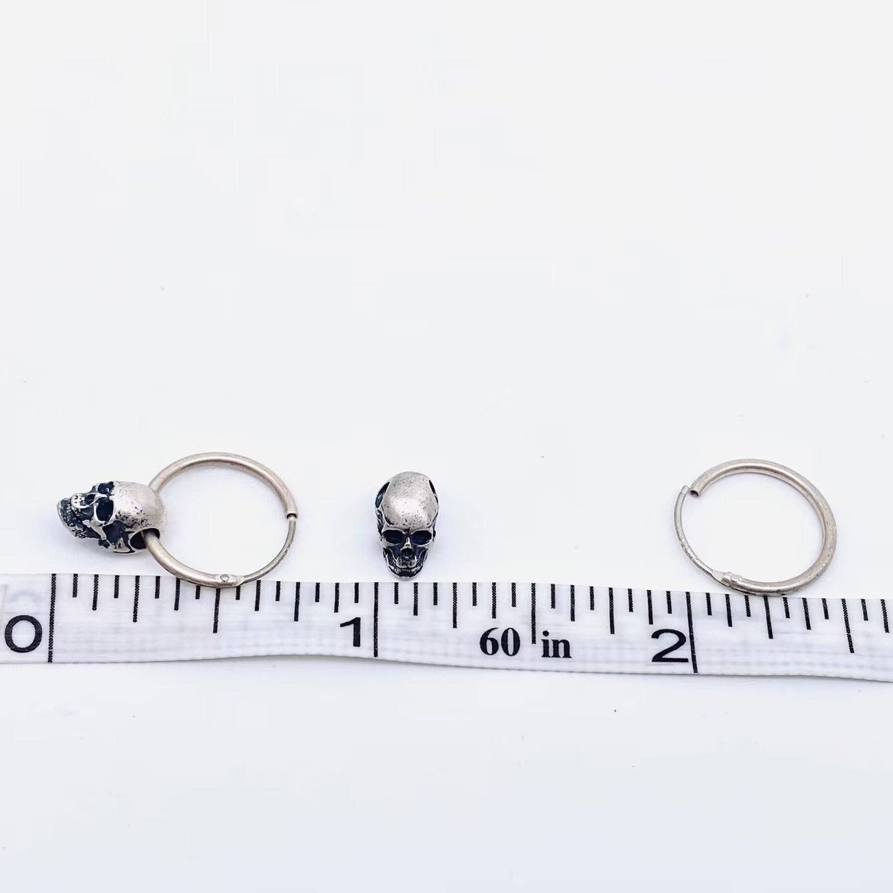 S925 Sterling Silver Vintage Gothic Skull Huggie Earrings - GT - Loved To Death