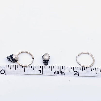 S925 Sterling Silver Vintage Gothic Skull Huggie Earrings - GT - Loved To Death