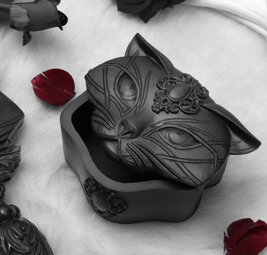 Sacred Black Cat Face Box - Loved To Death