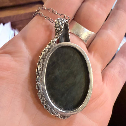 Serpent Snake Velvet Obsidian Sterling Necklace - Loved To Death